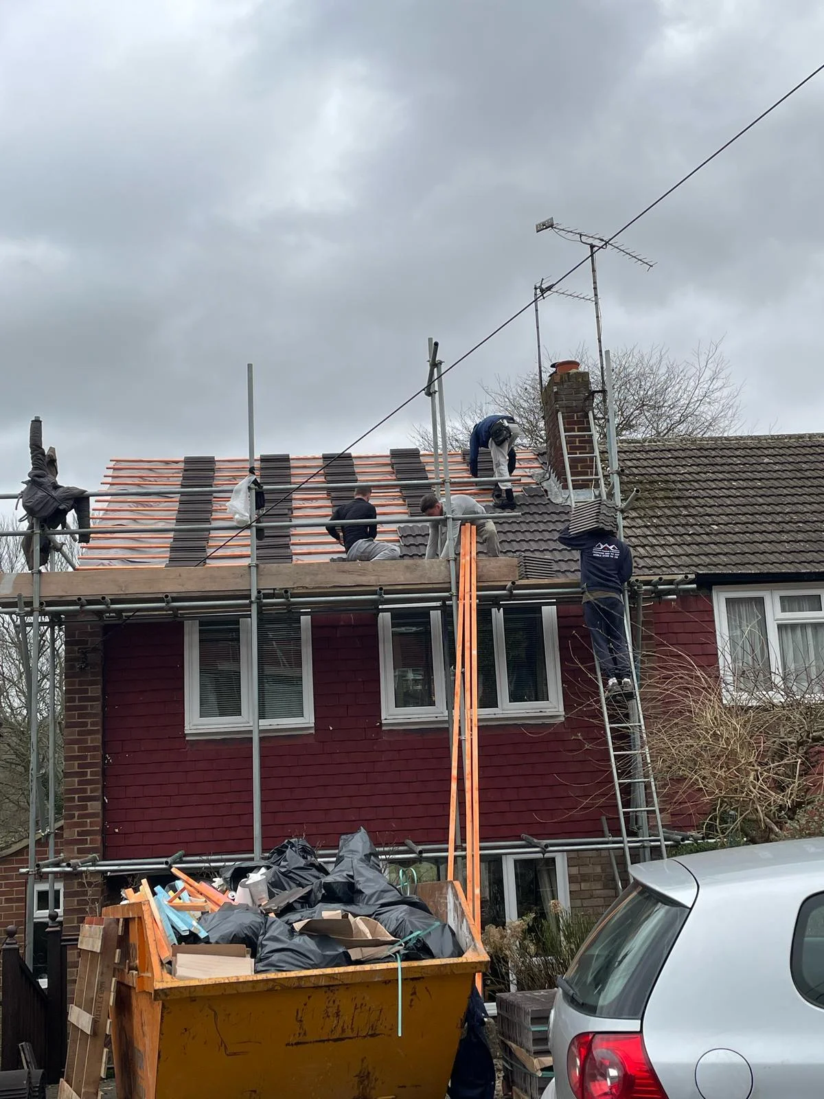 Full roof replacement in progress on a local home